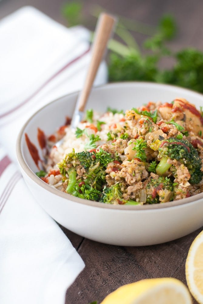 Ground Turkey & Veggie Brown Rice Bowls-6