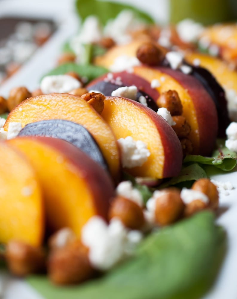 Roasted Beet, Peach, & Crispy Chickpea Salad