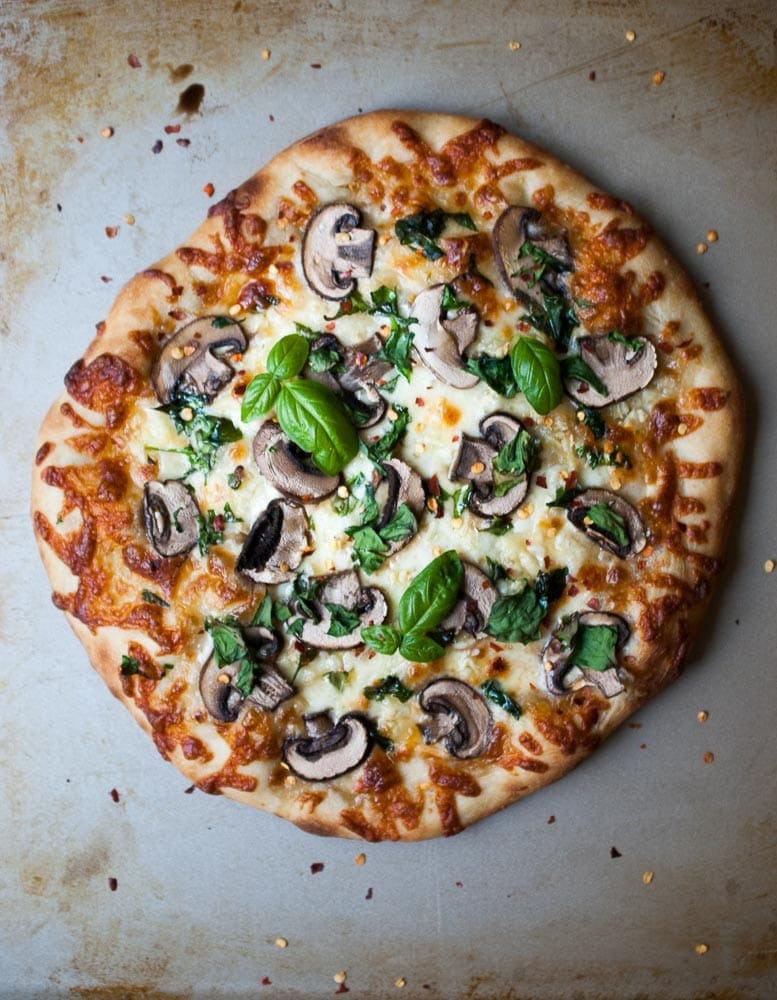 Mushroom, Garlic, & Spinach Pizza - Life is but a Dish