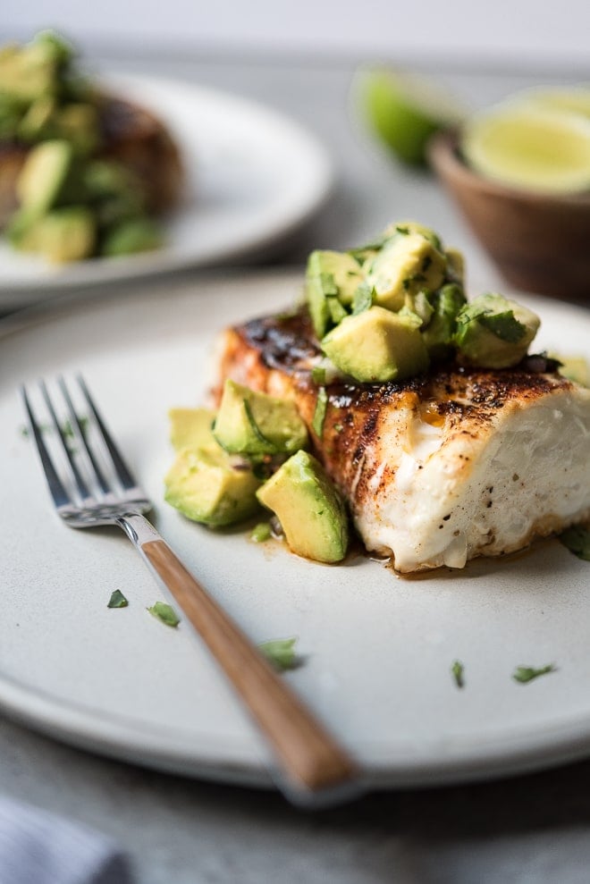 Spice Roasted Halibut w- Avocado Salsa
