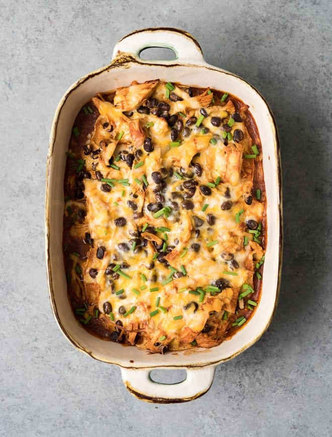 Chicken & Black Bean Enchilada Casserole - Life is but a Dish