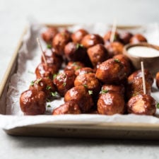 Slow Cooker BBQ Chicken Meatballs with Grape Jelly