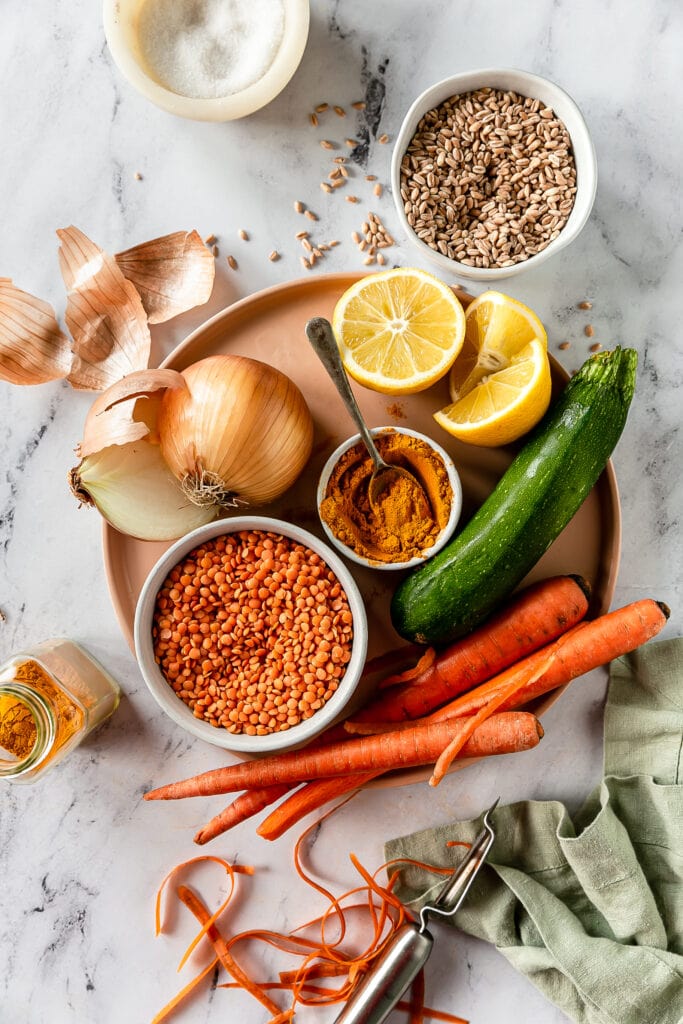Healing Turmeric Lentil & Farro Soup