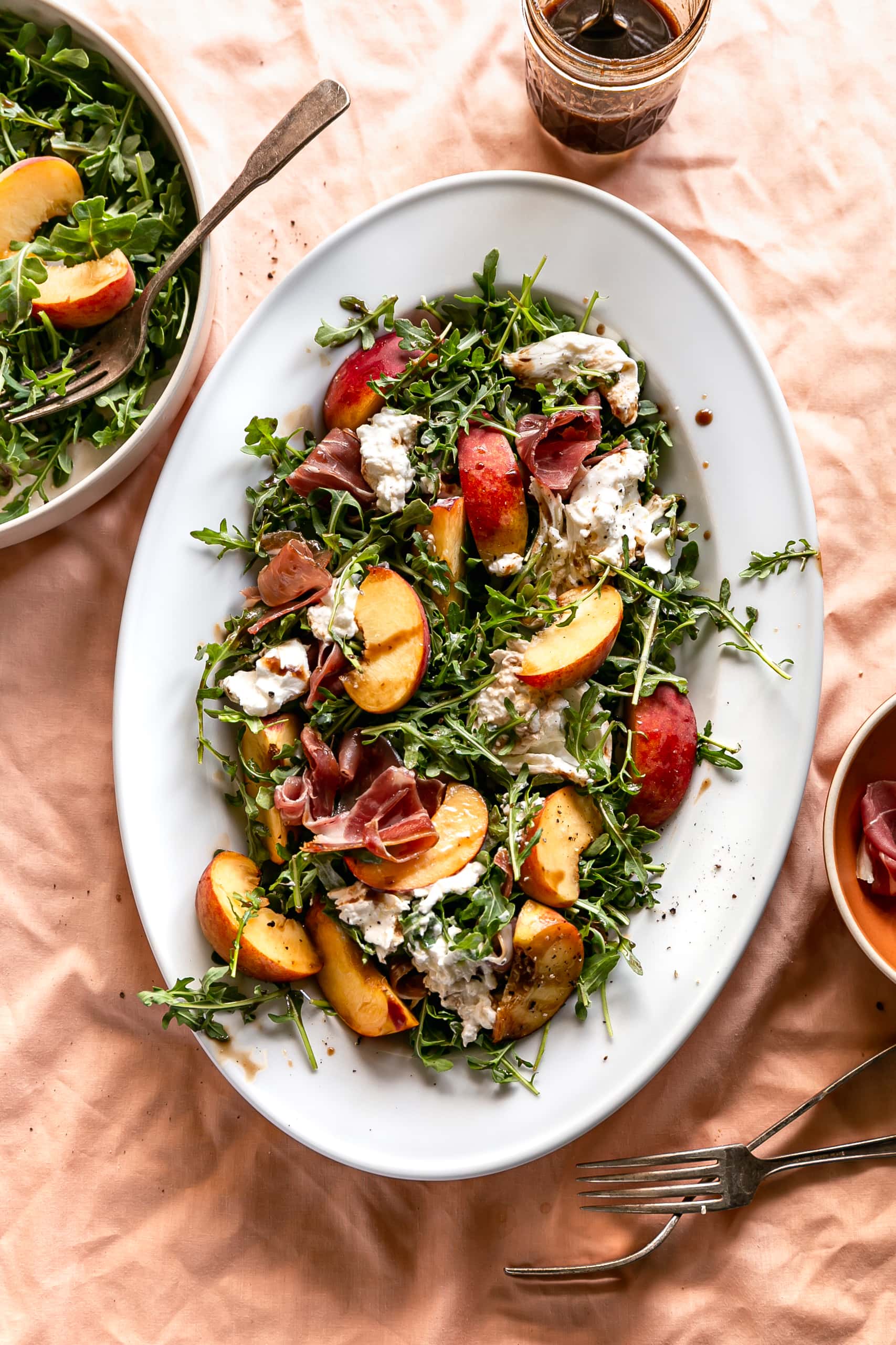 10 Minute Peach, Burrata, Prosciutto, & Arugula Salad Life is but a Dish