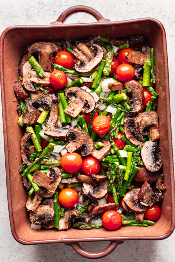 veggies in a baking dish