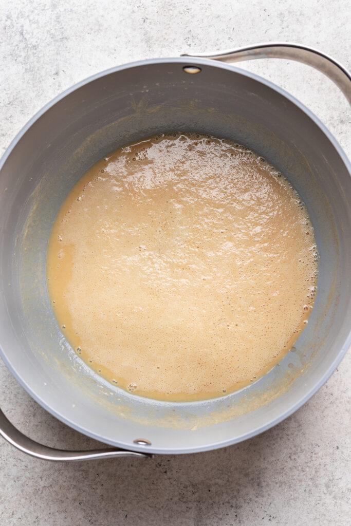 pot of melted butter, flour and milk
